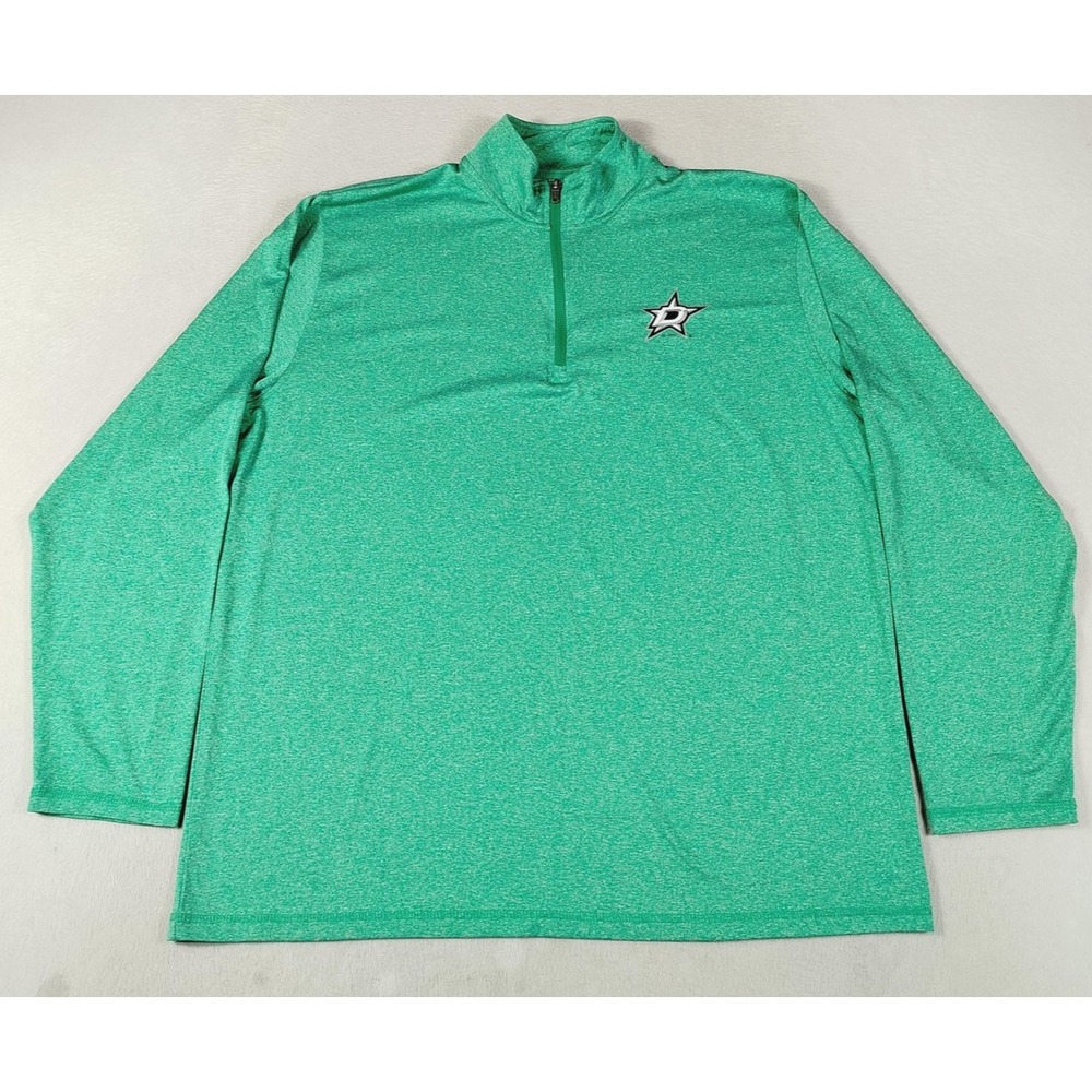 Dallas Stars Shirt Mens Large Green NHL Hockey 1/4 Zip Pullover Performance